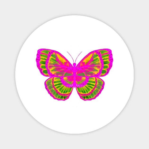Pink and Green Butterfly Magnet by ZeichenbloQ